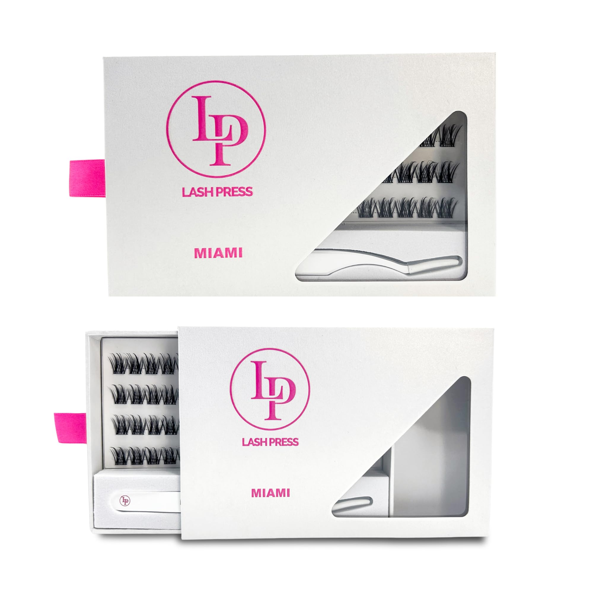 LASH PRESS Miami Edition Press On Lashes 60 Pre Glued Clusters with Tweezers, Black, 1 count (Pack of 60) - Image 3