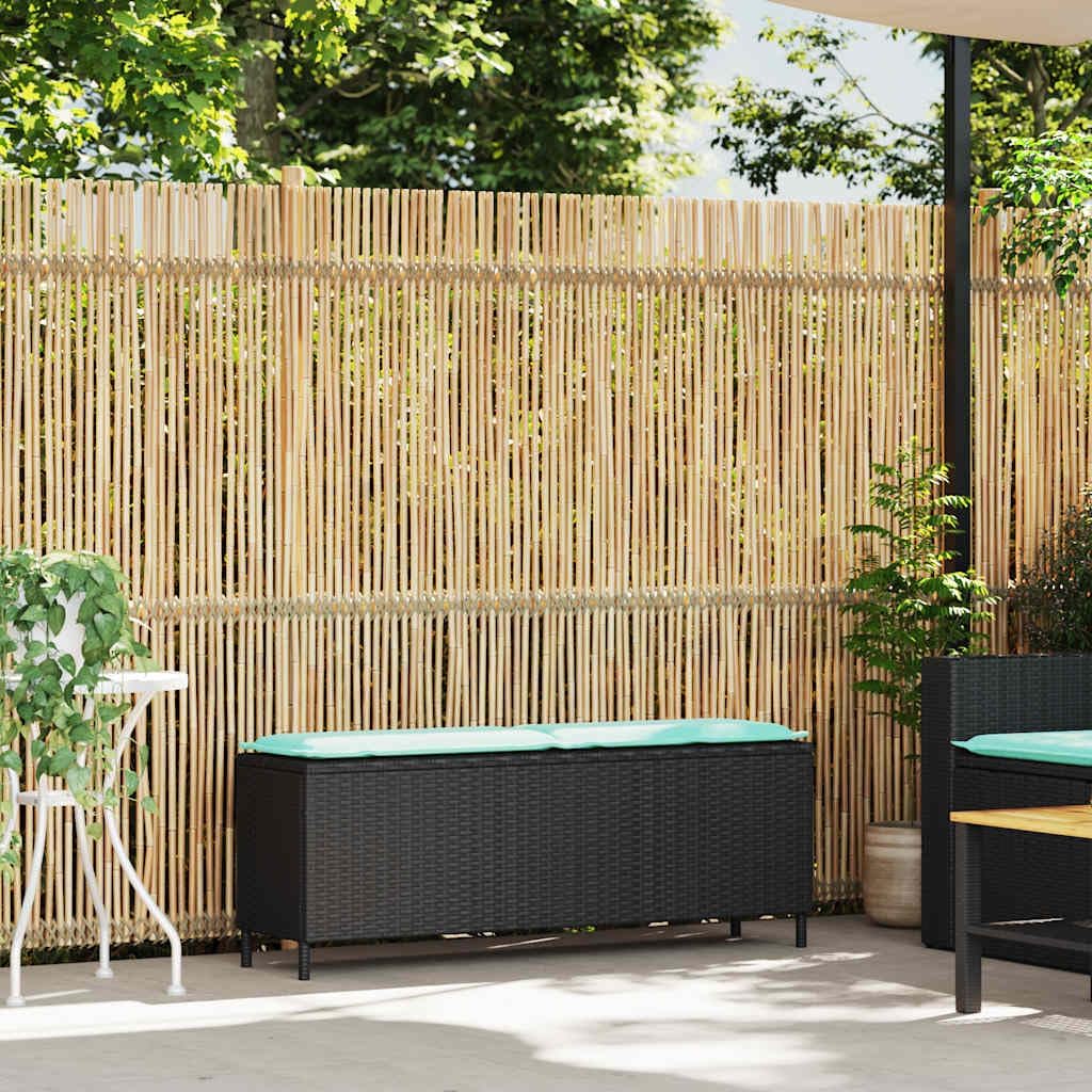 Patio Bench with Cushion Black 43.3"x11.8"x15.9" Poly Rattan,Comfortable Outdoor PE Rattan Bench with Cushion – Durable and Stylish Garden Furniture Patio Furniture