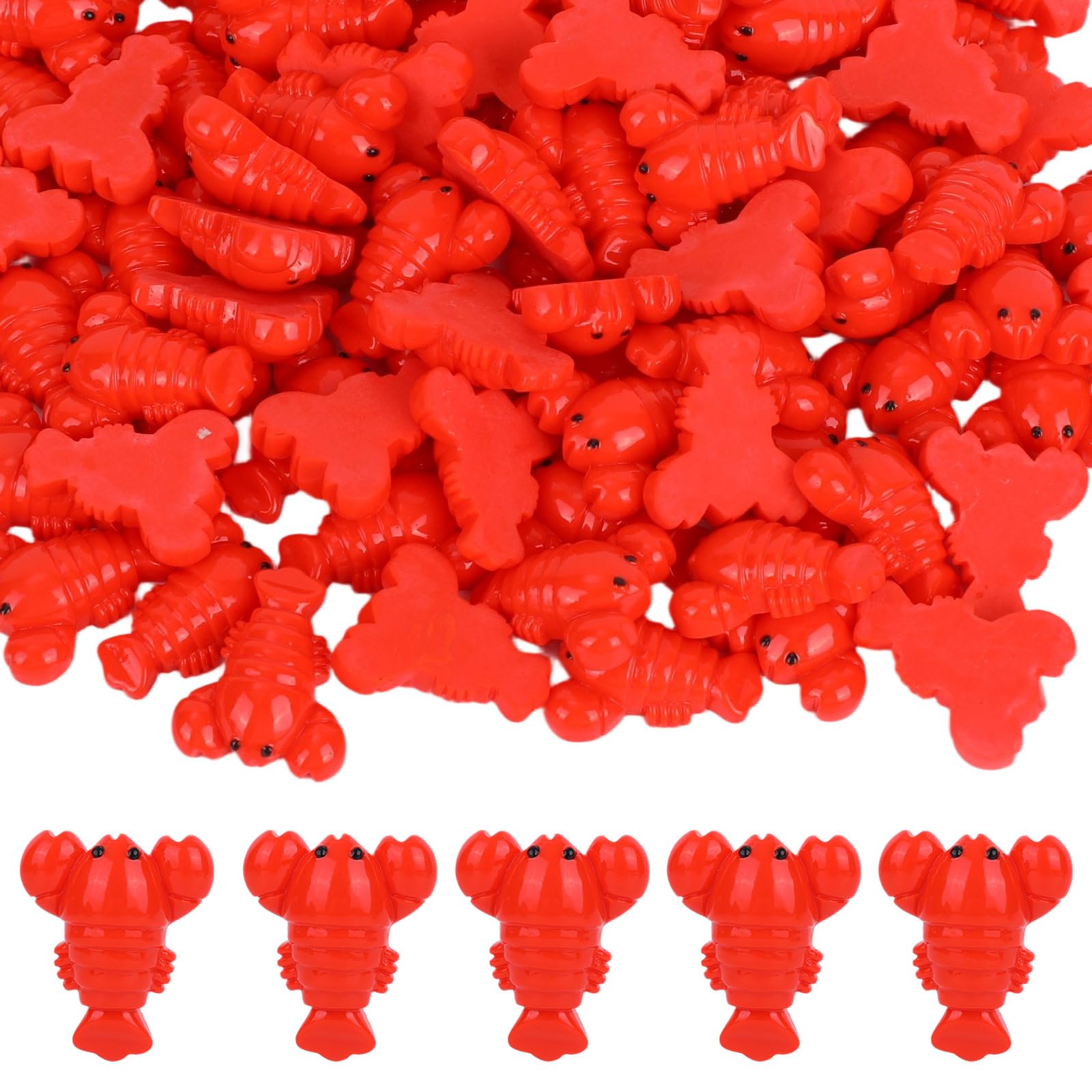 100 Pcs Mini Resin Lobster, Red Little Miniature Crayfish Figurines Tiny Sea Creature Figures Models for Micro Landscape Desktop Decor Party Photo Props Ocean Crafts Doll Toy Gift Decorations