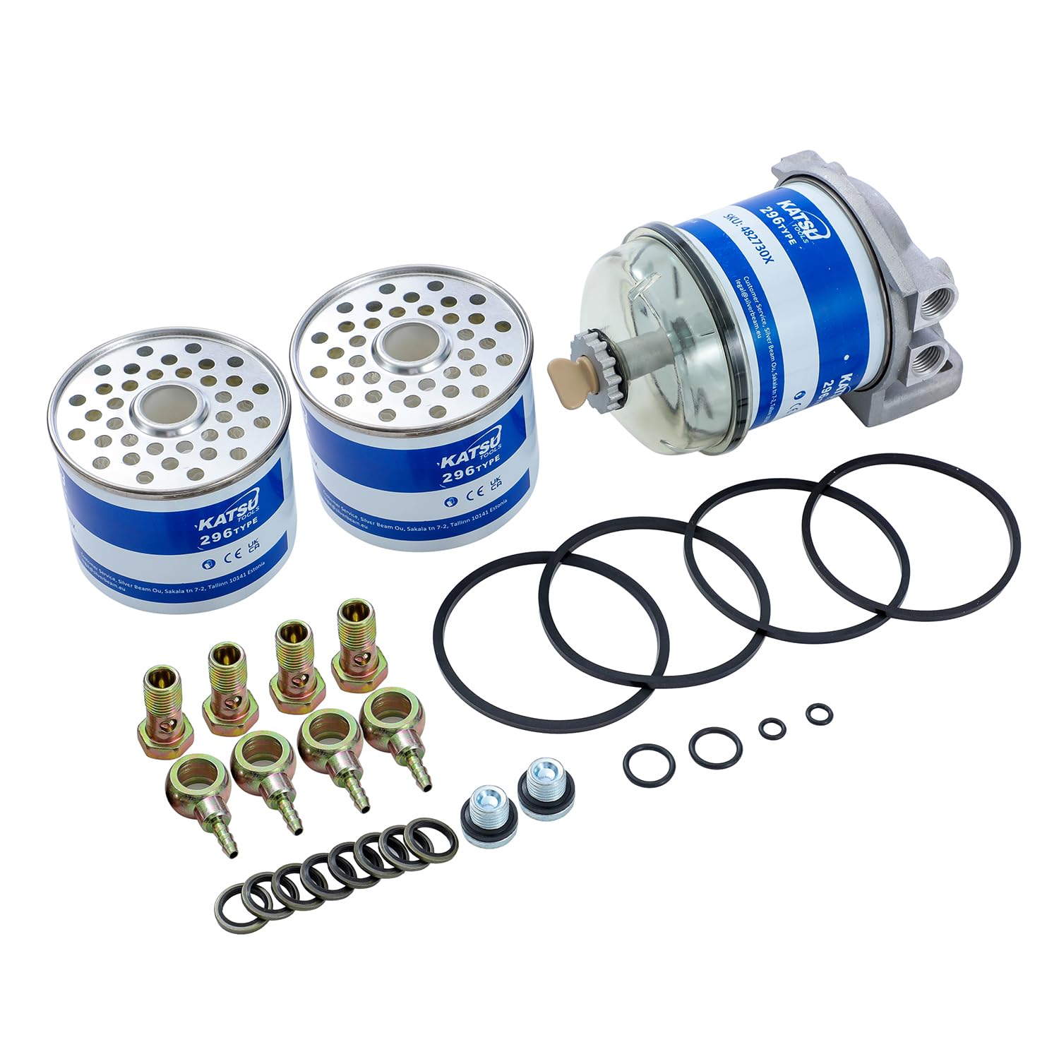 KATSU Tools Filtre à Carburant, Séparateur d'Eau de Filtre à Carburant Diesel avec 2 Filtres Compatible avec CAV296 pour Moteurs Diesel Marins Bateaux Camions Tracteurs Générateurs électriques