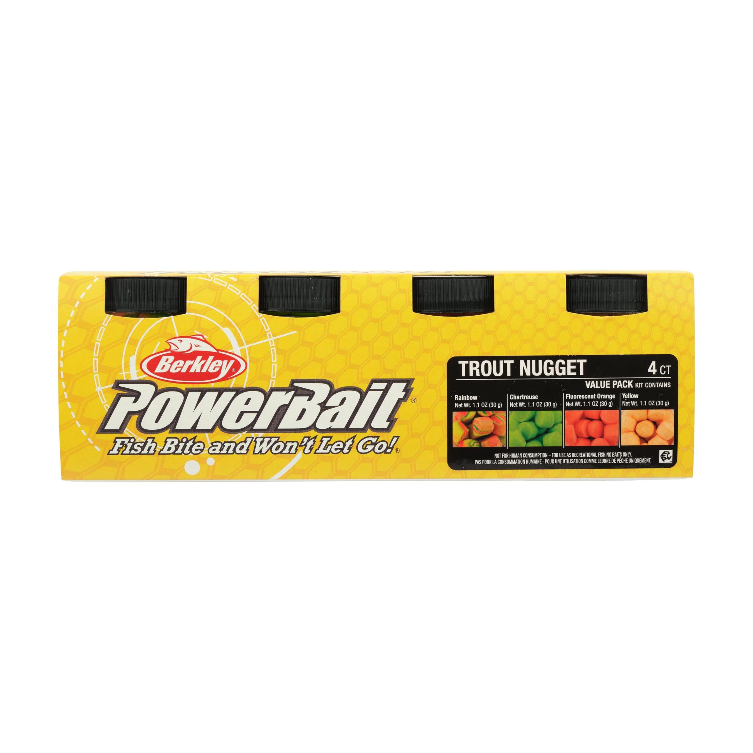 Berkley PowerBait Power Nuggets 4-Pack Fishing Dough Bait, Surted Colors, Scent Dispersion Technology, Irresistible Scent and Flavor, Moldable and Easy to Use