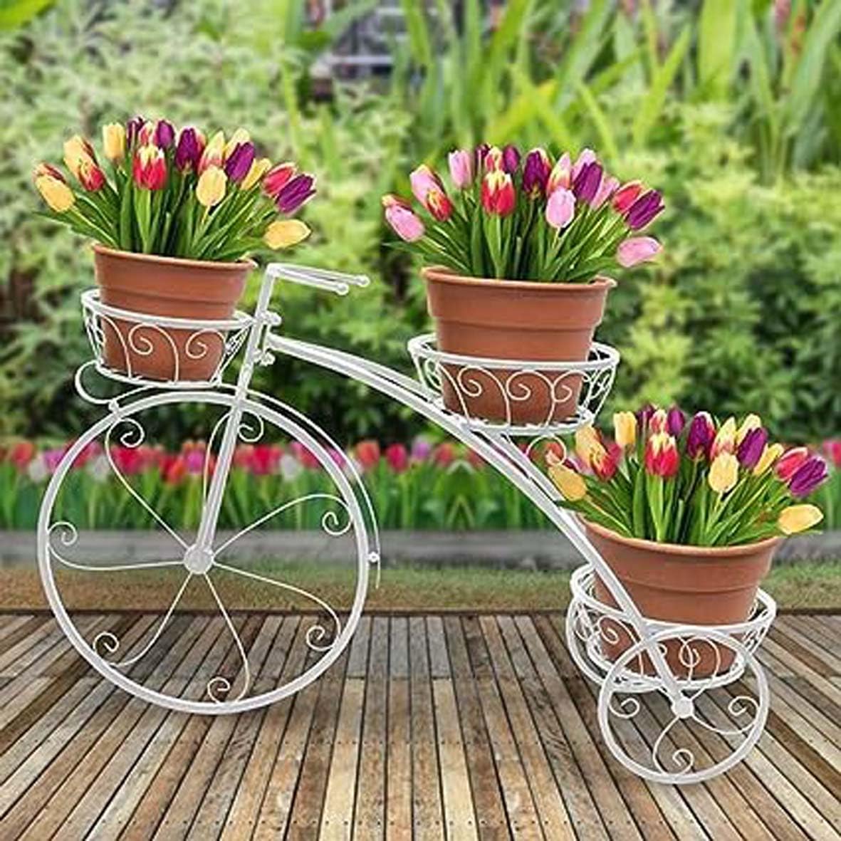 LEXABEST Metal Plant Stand Cycle Design Multifunctional Plant Stands for Indoor Plants, Decorative Plant Shelf for Indoor Outdoor Patio Garden Balcony and Yard Indoor Outdoor Plants Stand (White) (B0D3BFS14R) Amazon Price History, Amazon Price Tracker
