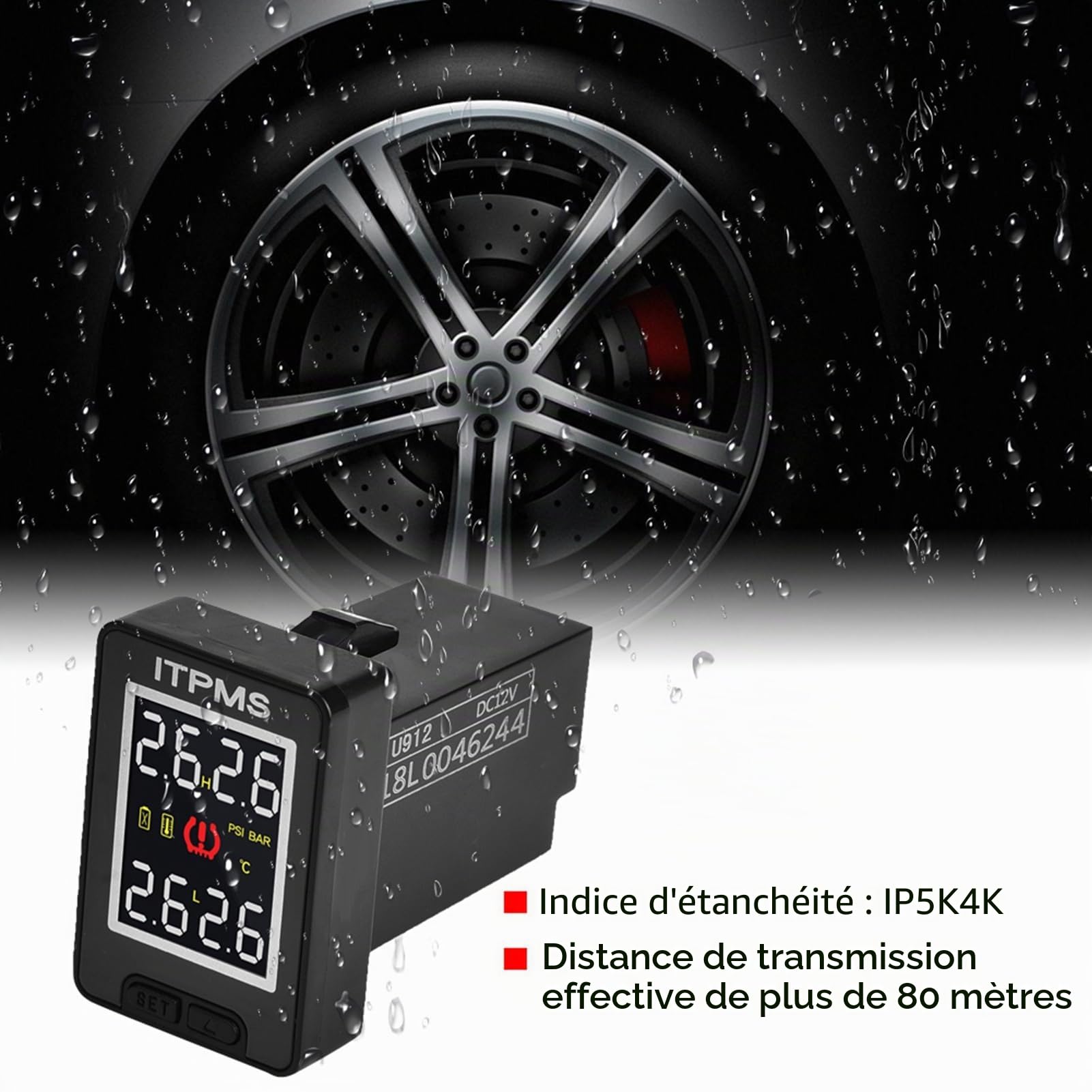 Capteur de pression des pneus, Kit système de surveillance de la pression des pneus de voiture TPMS avec 4 capteurs internes