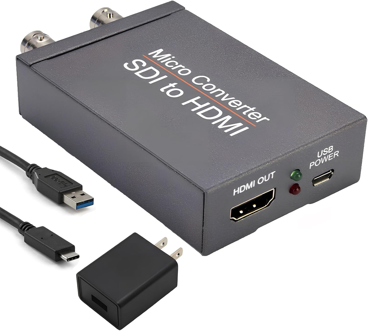 SDI to HDMI Converter with SDI Loop Out, 1080P BNC to HDMI Converter, HD-SDI/3G-SDI/SD-SDI Video Audio HDMI Adapter for SDI Broadcast Cameras Monitors Projector Live Production