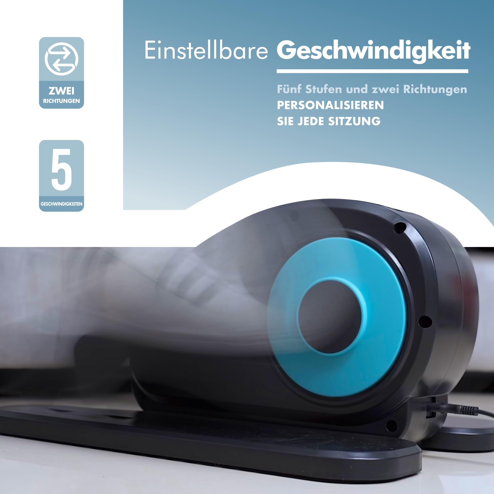 PORTENTUM Mini ellipsentrainer für zuhause elektrisch mit Fernbedienung, Display und leisem Motor – Pedaltrainer für senioren automatisch und manuell mit Geschwindigkeitswahl – Kompakt für Büro
