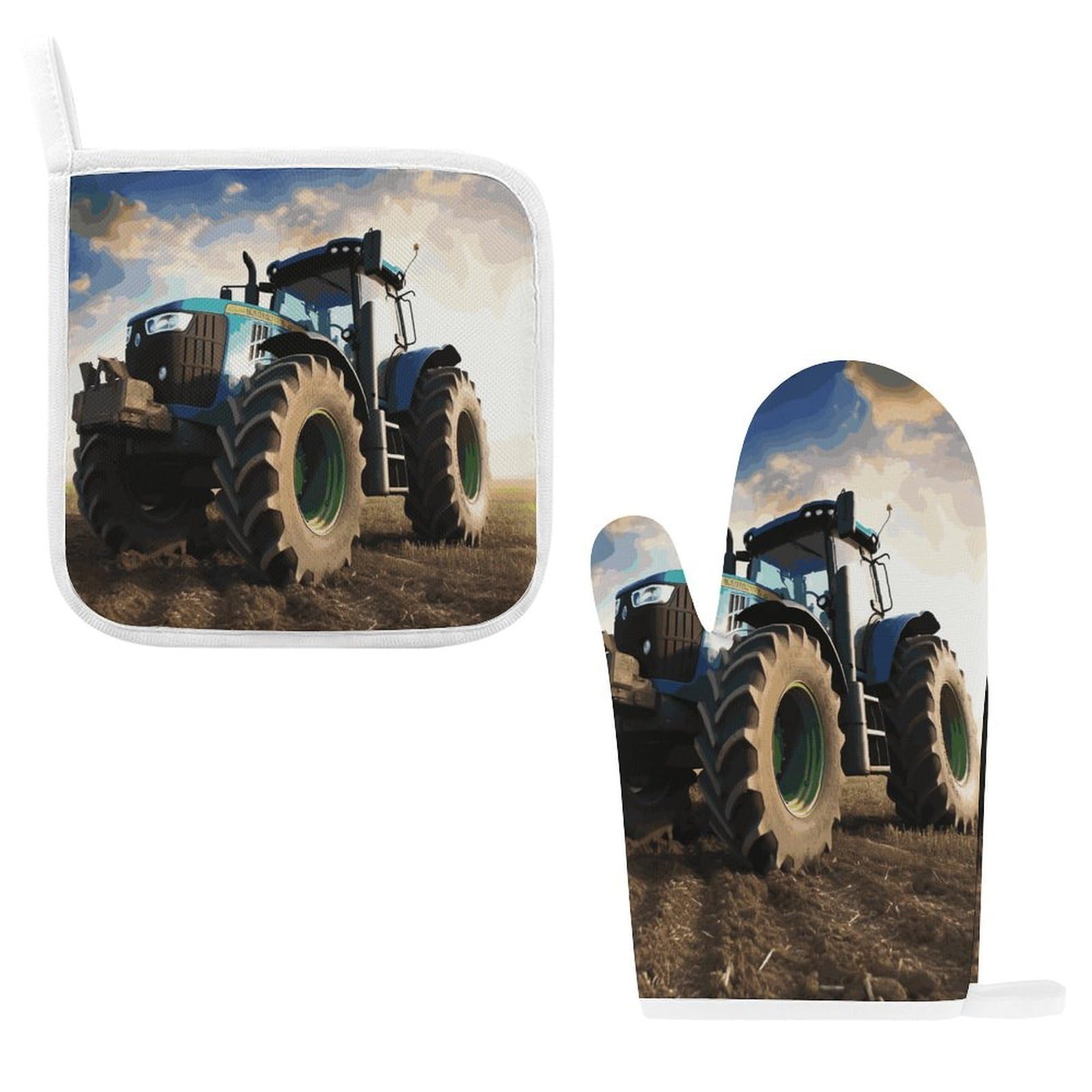 Fodpand Style Farm Tractor Oven Mitts And Pot Holders Sets