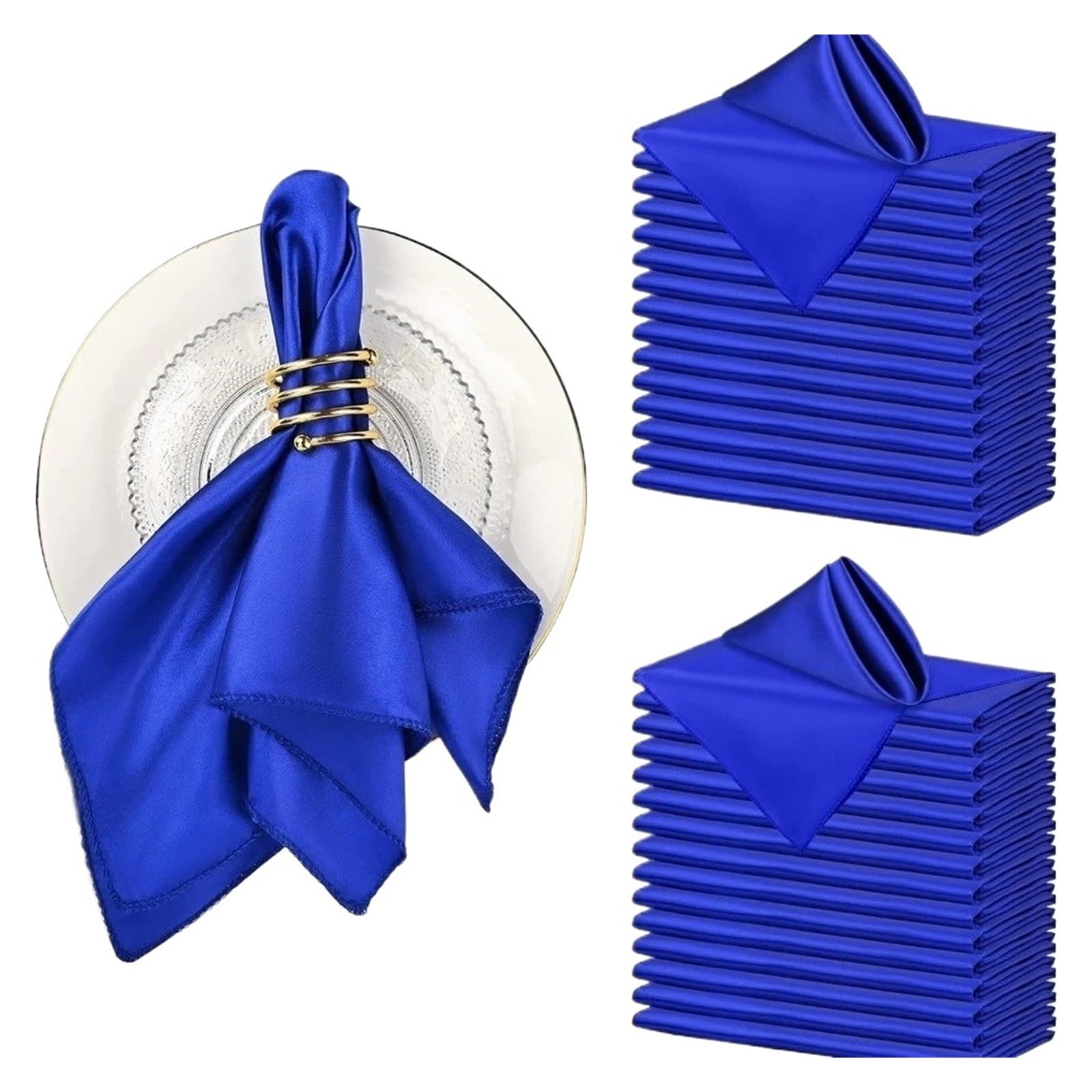 Satin Dinner Napkins 10pcs 30x30cm Silky Satin Napkin Smooth Solid Color Dinner Napkins Square Table Birthday Party Decor(Blue)