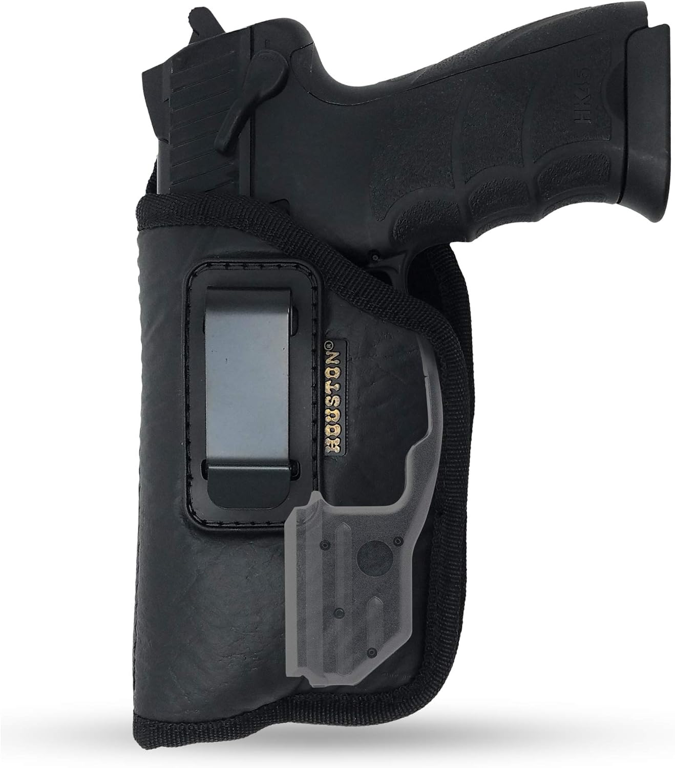 Houston Gun Holsters IWB Gun Holster – ECO Leather Concealed Carry Holster with Suede Interior – Fits Full Size Pistols Laser incl Glk 17 22 31 H&K USP P2000 XD XDM Ruger 9 40 45 95 S&W M&P