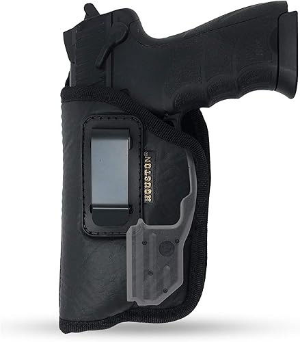 Houston Gun Holsters IWB Gun Holster – ECO Leather Concealed Carry Holster with Suede Interior – Fits Full Size Pistols Laser incl Glk 17 22 31 H&K