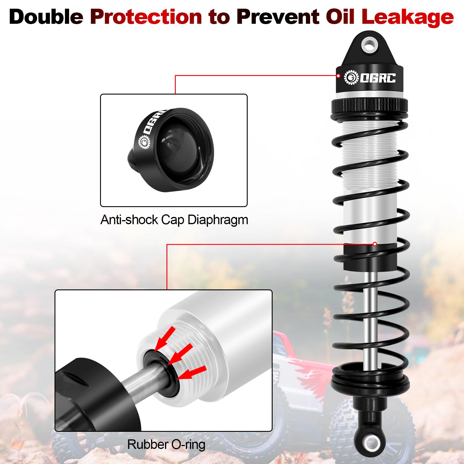 ESILUN RC Shock Absorber Assembled Damper for Arrma 1/10 BIG ROCK/GRANITE/SENTON and 1/8 TYPHON RC Truck (Silver)