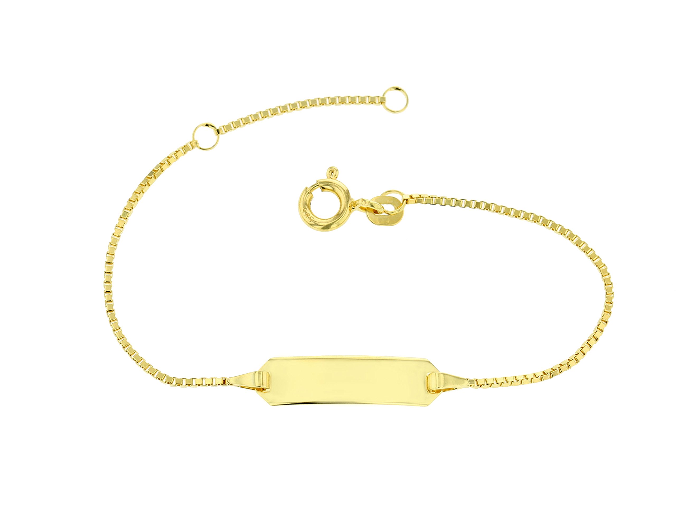 JC Schmuck 585 Gold Baby ID-Armband Kinder Goldarmband 14 cm I Venezia Armband mit Gravur Taufarmband Gold Namensarmband I Babyarmband mit Namen I Kinderschmuck made in Germany I 5.54310