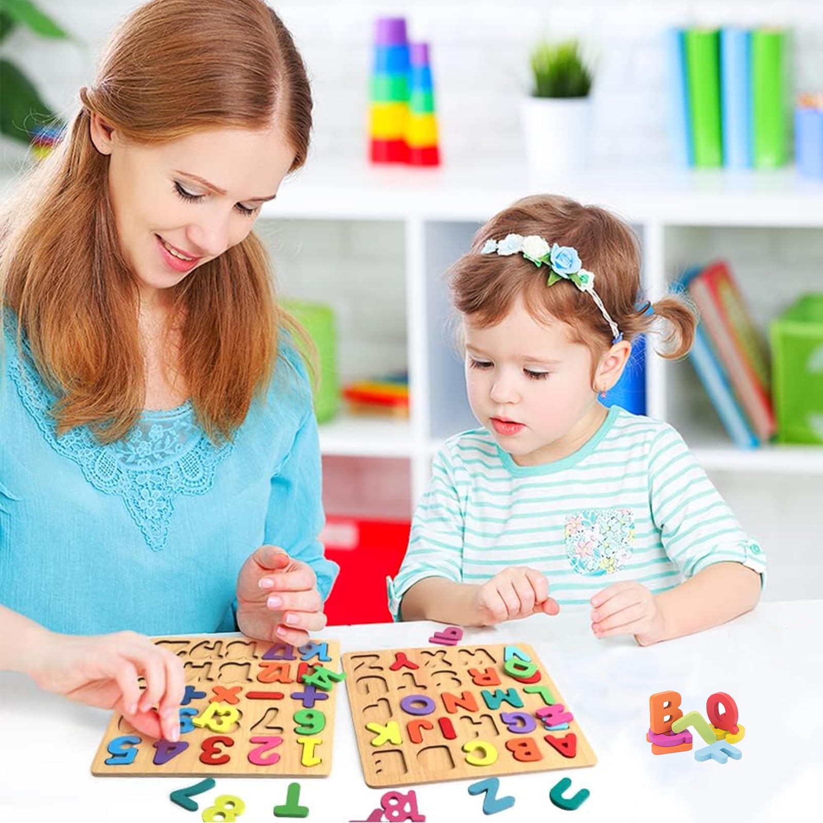 Puzzle in legno alfabeto e numeri per apprendimento giocattolo educativo Montessori regalo abbinare e ordinare