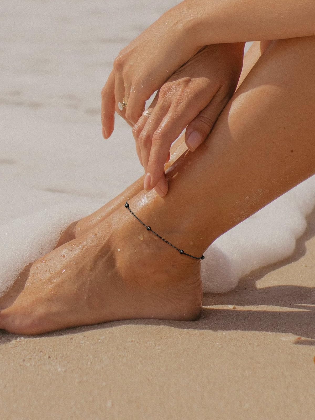 FindChic Tobillera Mujer Pulsera de Cadena Eslabones Acero Inoxidable Pulseras para Tobillo Tobillera para Verano Playa 22cm+5cm