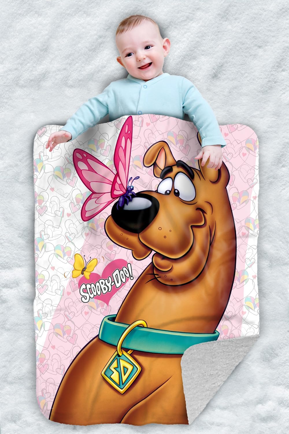 Scooby Doo! Butterfly Sherpa Baby Blanket, Warm Soft Cozy, Unisex for Infants Girls & Boys 30"X40"