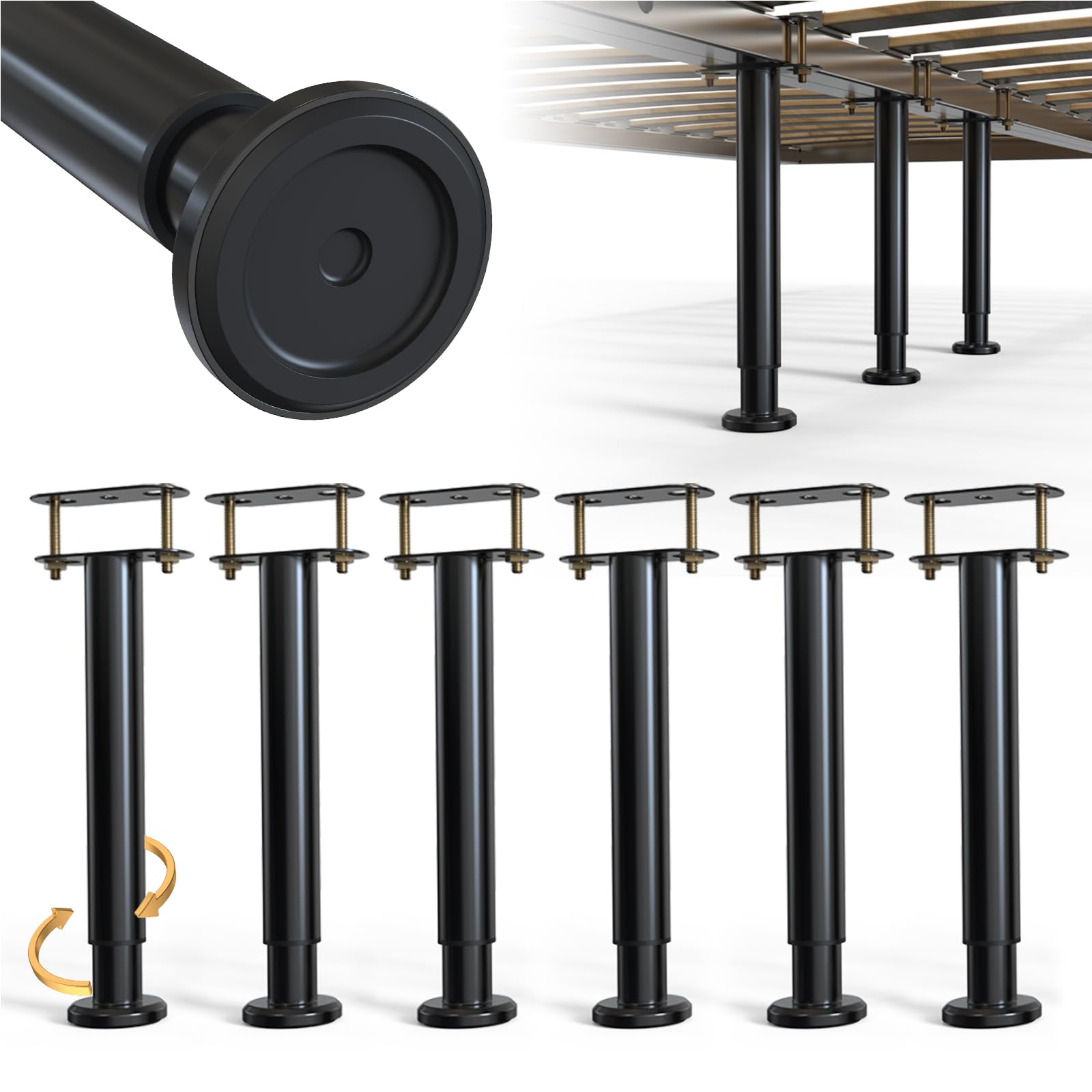 Photo 1 of YUEYIN Adjustable Metal Bed Frame Support Legs (6 Pcs)