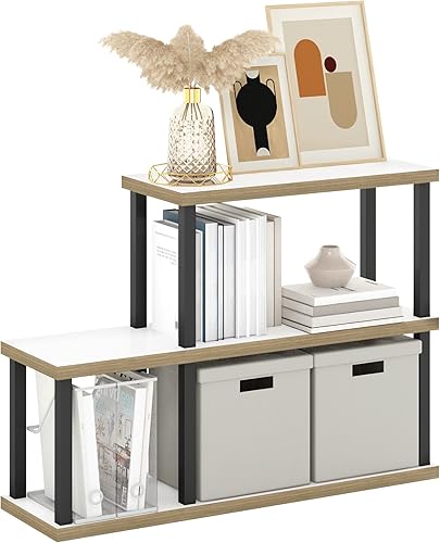 Miniatura 8 de Furinno Turn-N-Tube - Estantes de almacenamiento, estante cuadrado de libros de 5 niveles, estante esquinero, estantes abiertos sin herramientas,