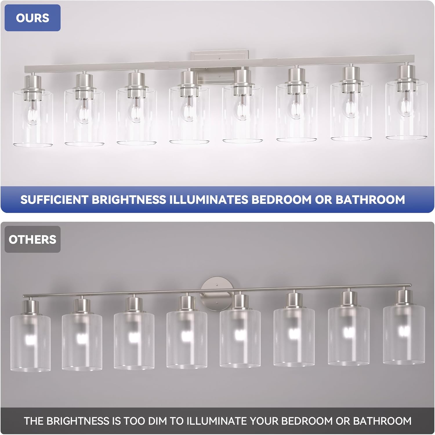 Hasipu Bathroom Light Fixtures - Vanity Light with Clear Glass Shade, Bathroom Lighting Fixtures Over Mirror for Kitchen Living Room Hallway Cabinet Porch