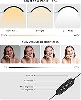 Vista 3 de Luz de media luna para escritorio de uñas, lámpara de manicura LED profesional sin sombras con abrazadera para técnicos de uñas. 10 modos