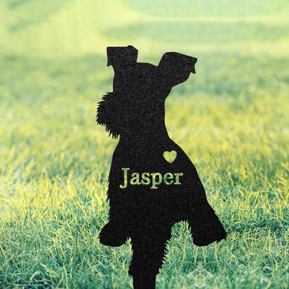 funuricc Personalised Pet Memorial Gifts, Schnauzer Memorial Plaques Outdoor Garden Decor, Metal Pet Grave Marker, Engraved Dog Name Plaque, Miniature Schnauzer Remembrance Sign, Dog Tombstone — image 1