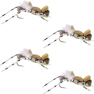The Fly Fishing Place Fat Albert Foam Body High Visibility Grasshopper Dry Fly - 4 Flies - Hook Size 10 - Hopper Dropper Indicator Fly