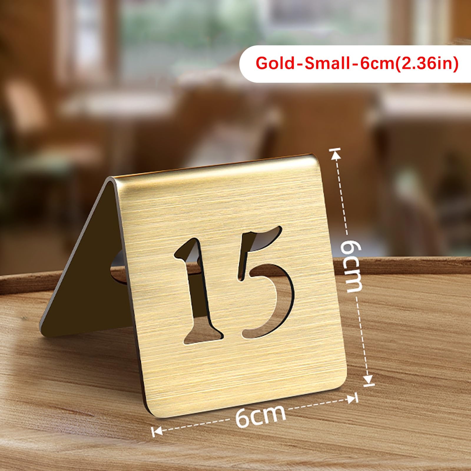 Tienda de campaña con números de mesa, diseño apilable de acero inoxidable, tarjetas de números de doble cara para restaurantes y cafeterías, estilo hueco, rango de números 1-50, ideal para bodas