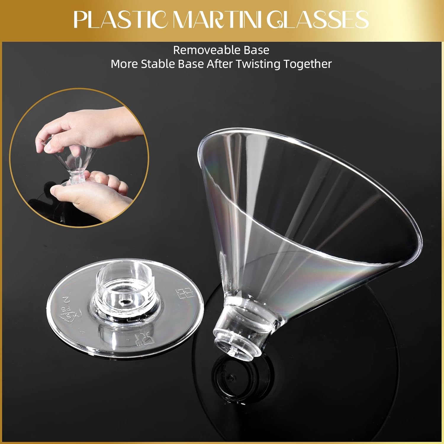 100 PCS Plastic Martini Glasses Disposable, 5oz Clear Martini Plastic Glasses with Cocktail Picks, Unbreakable Mini Cocktail Cups for Weddings Party