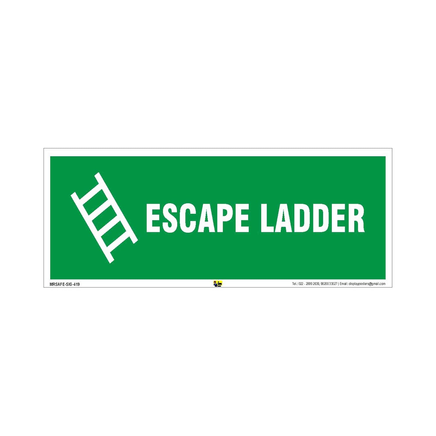 Mr. Safe Escape Ladder Sign Eco Vinyl Sticker 15 Inch X 6 Inch