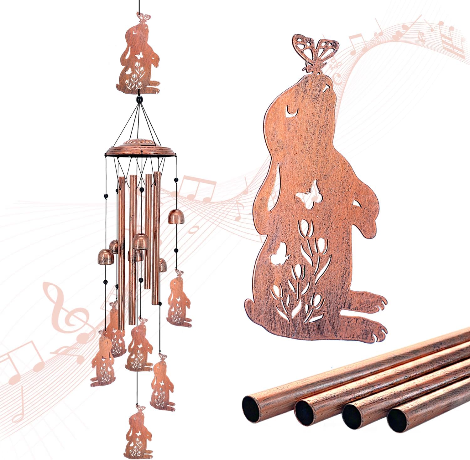 Bunny Wind Chimes for Outside,Bunny Gifts for Women/Men/Sympathy/Memorial Gifts/Birthday Festival Metal windchimes Outdoors/Indoors,Patio,Garden Decor,Home,Yard
