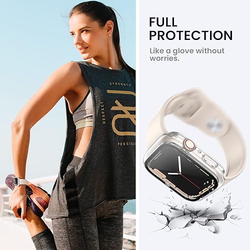 Vista 112 de Tensea - Funda protectora de pantalla impermeable para Apple Watch (2 en 1) para Apple Watch Serie SE 7, 5, 4, accesorios de 45 mm, iWatch protector