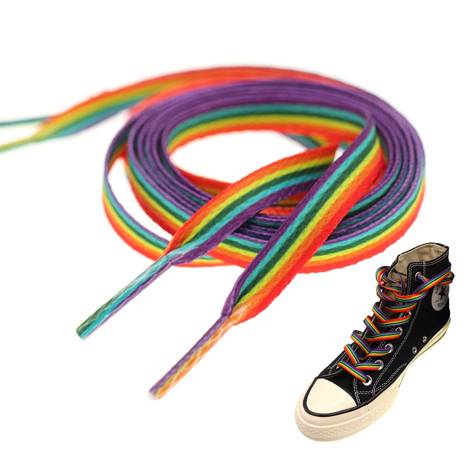 FOTMKSMU3Pairs Rainbow Shoelaces Long Rainbow Shoelaces for Sneakers  Colored Shoe laces for Sneakers Colorful Rainbow LGBTQ Pride Shoe Laces 65  Inch