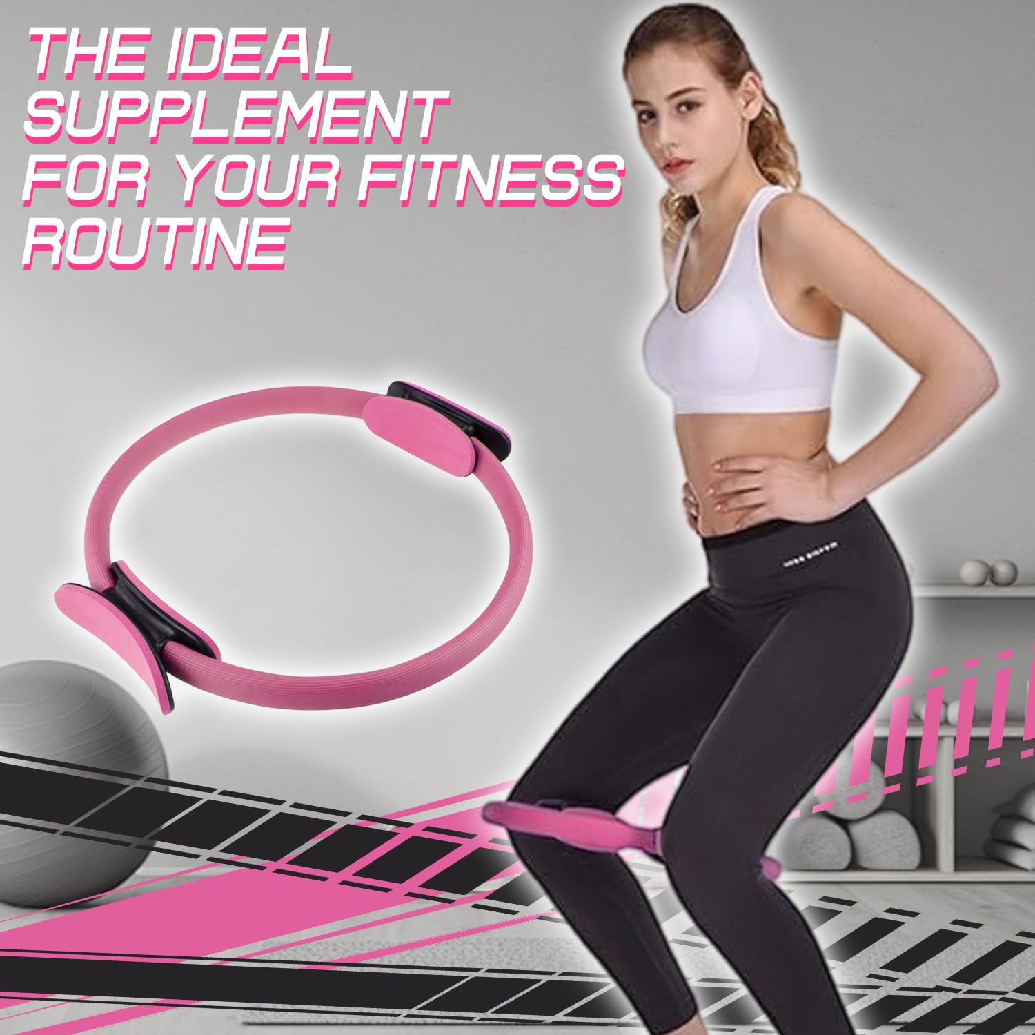 Anello di Pilates per donne, Cerchia di Pilates, Anello Yoga Accessori, Set da pilates per la casa, Kit di Anelli per Pilates, Pilates Essentials Kit, per Esercizi Interni della Cosce e Gambe