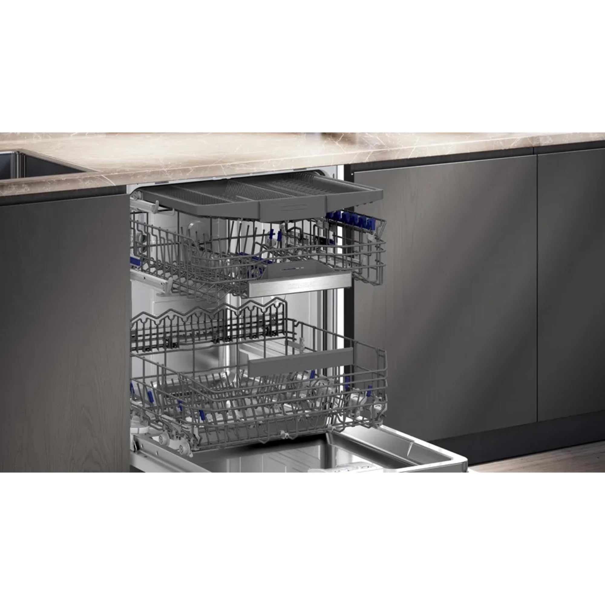 Siemens SX95EX12CE, iQ500 Smart Lavavajillas totalmente integrado, 60 cm, fabricado en Alemania, XXL, cajón de cubiertos, extra silencioso, VarioSpeed, AutoOpen Dry, GlassZone, VarioScharnier