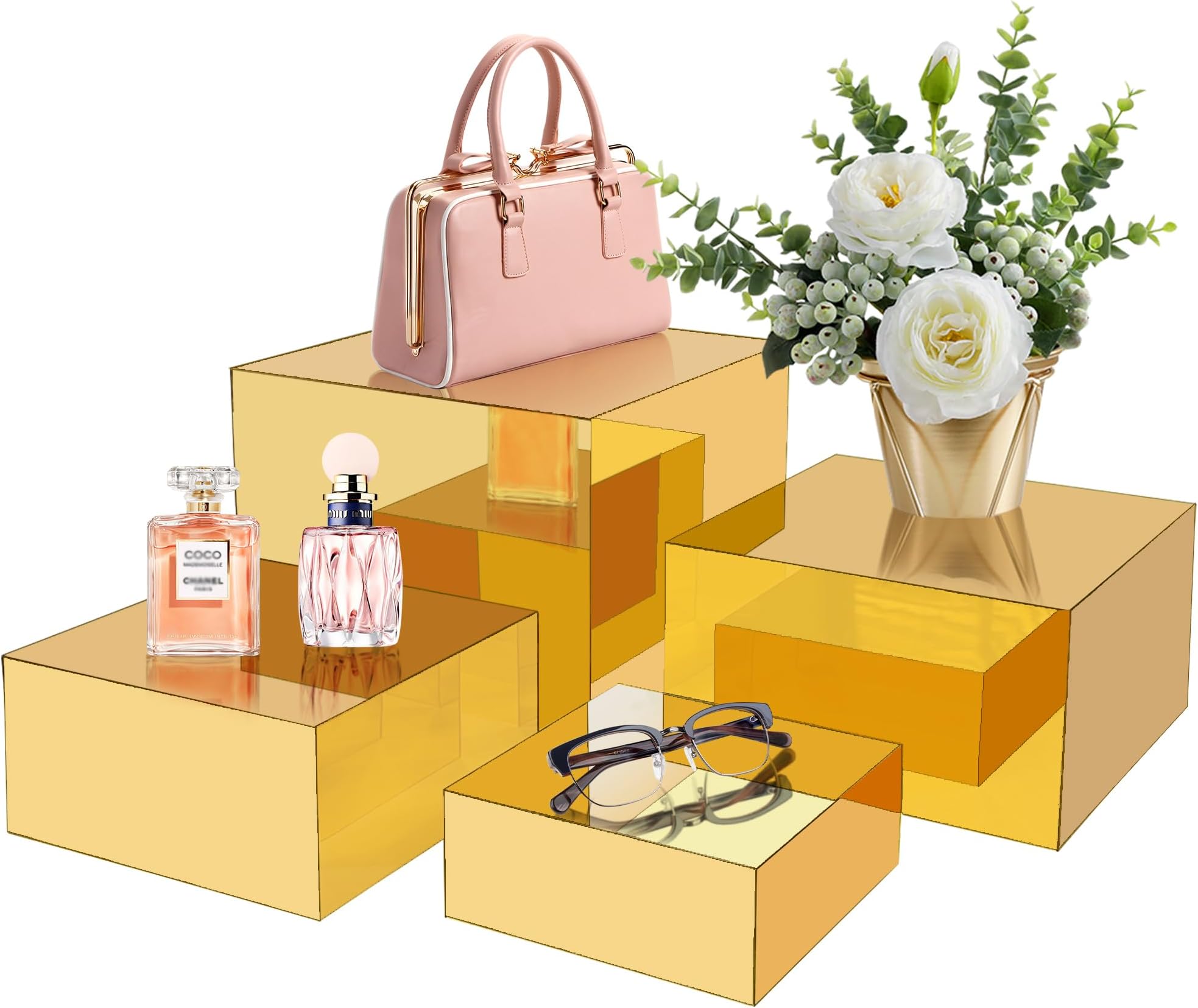 Amazon.com: Suzile 9 Pcs Acrylic Buffet Risers Display Box Cube 5 Sided ...