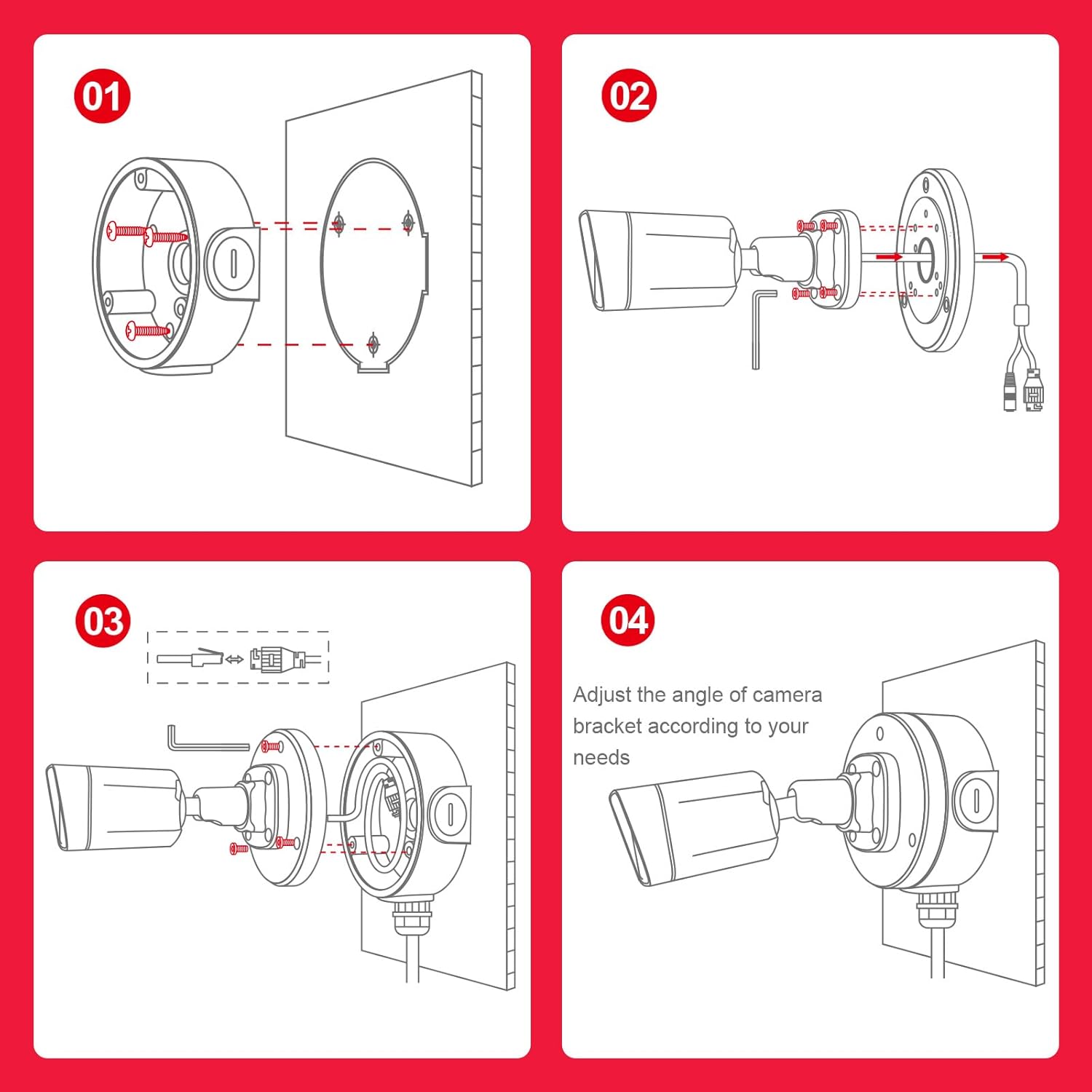 FOSCAM FABV5 Waterproof Junction Box for V5EP V8EP T5EP T8EP V5P V4EC Poe/WiFi IP Surveillance Camera, Round