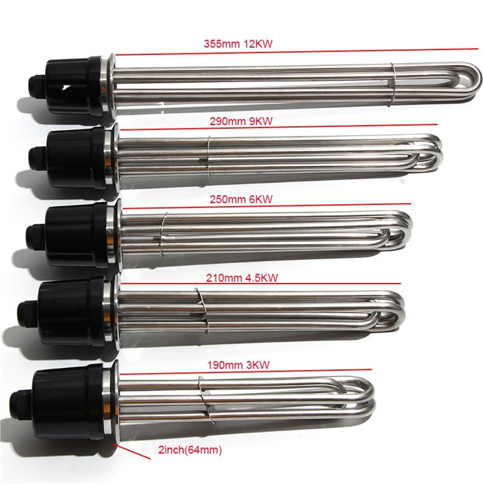 1 x Heizelement für Bierbrauen, 10 cm (2 Zoll), Tri-Klemme, 63 mm, Flansch, 3 kW, 4,5 kW, 6 kW, 9 kW, 12 kW, SUS304 Tauchwasserbereiter, 220 V, 380 V, 4,5 kW, 210 mm
