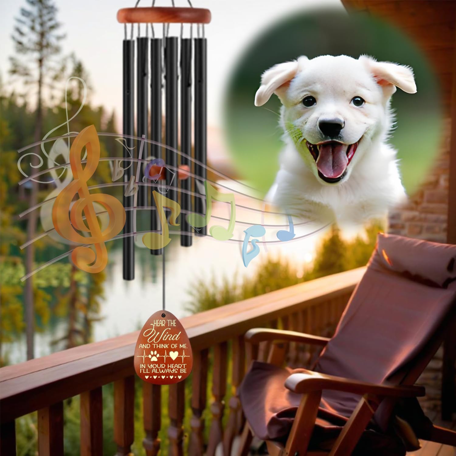 Dog Memorial Gifts, 26" Pet Memorial Wind Chime, Gifts for Loss of Dog, Dogs Wind Chimes, Pets Loss Passing Away Remembrance Bereavement Gift, Sympathy Gifts of Pet