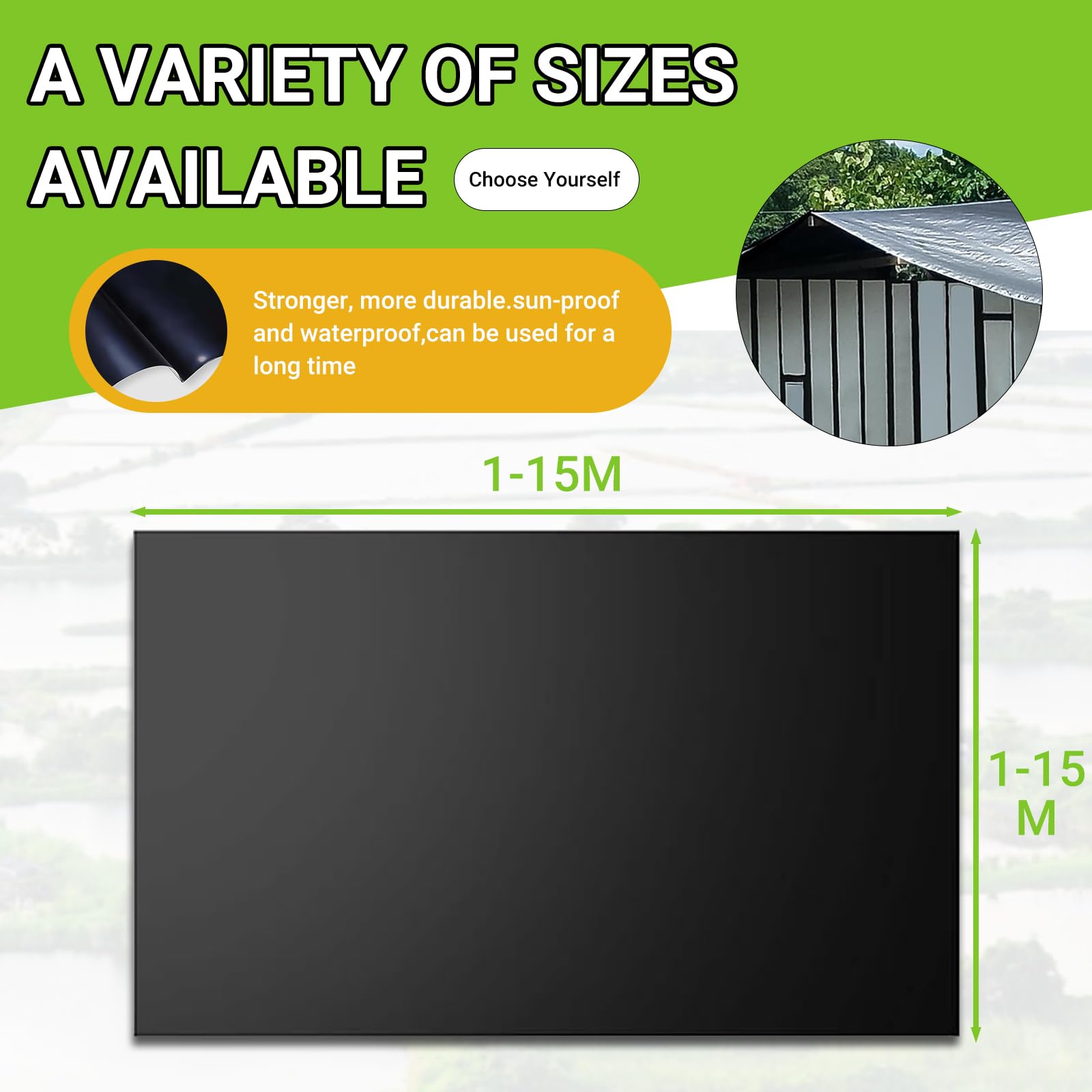 Rivestimento per laghetto in HDPE, 2 x 8 m, 6 x 12 m, 10 x 16 m, 14 x 14 m, per laghetti per pesci, stagni koi, fontane, cascate, fodere impermeabili per stagni