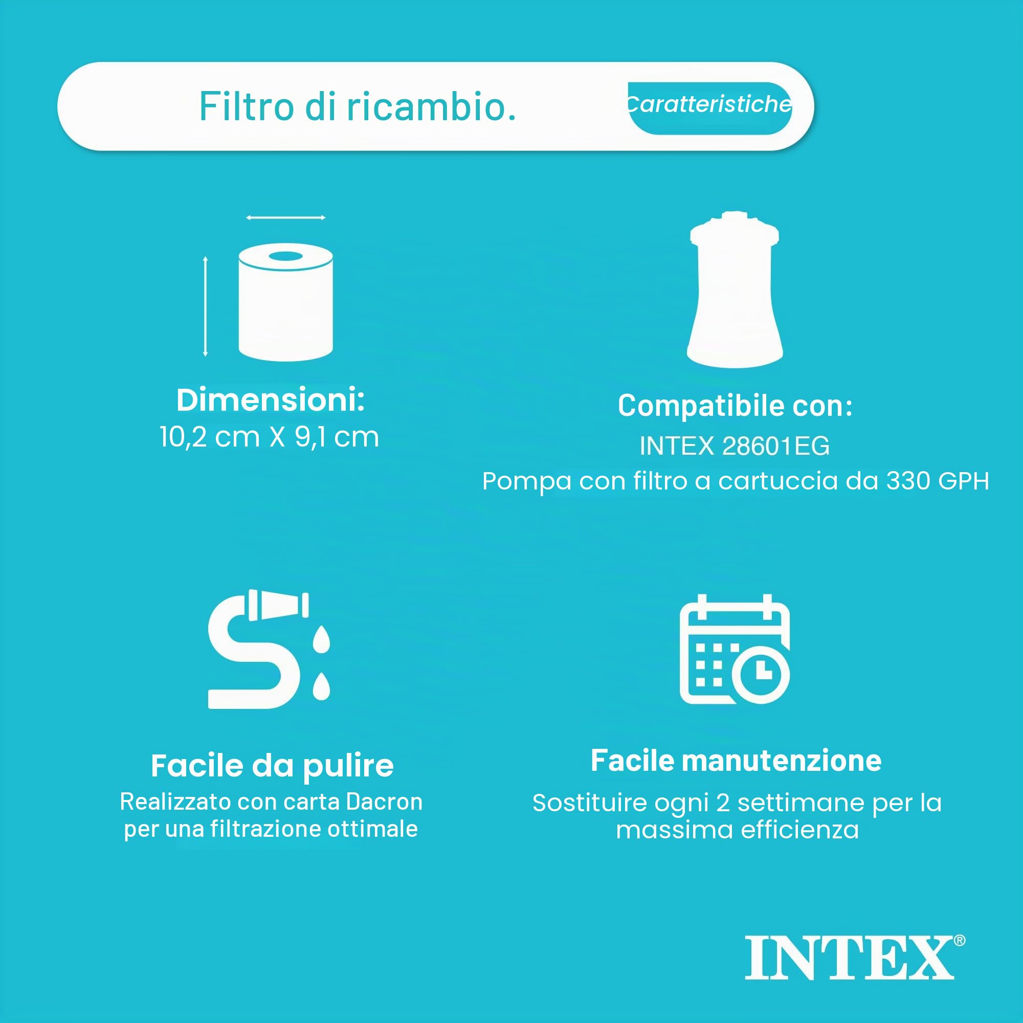 Intex Ricambio 29007E Cartuccia filtro piscina H – Confezione da 12