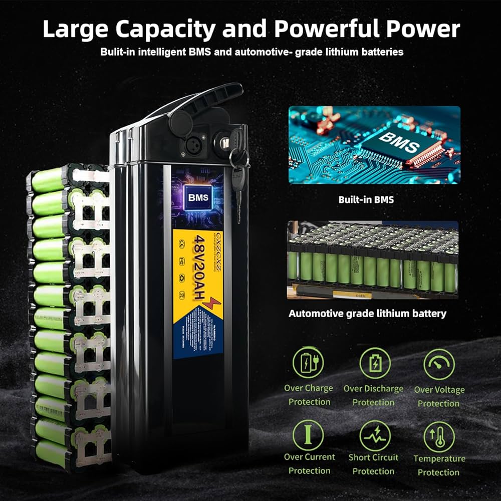 Amazon.com: CXZCXZ 48V 20Ah/10Ah E-Bike Battery,250W/350W