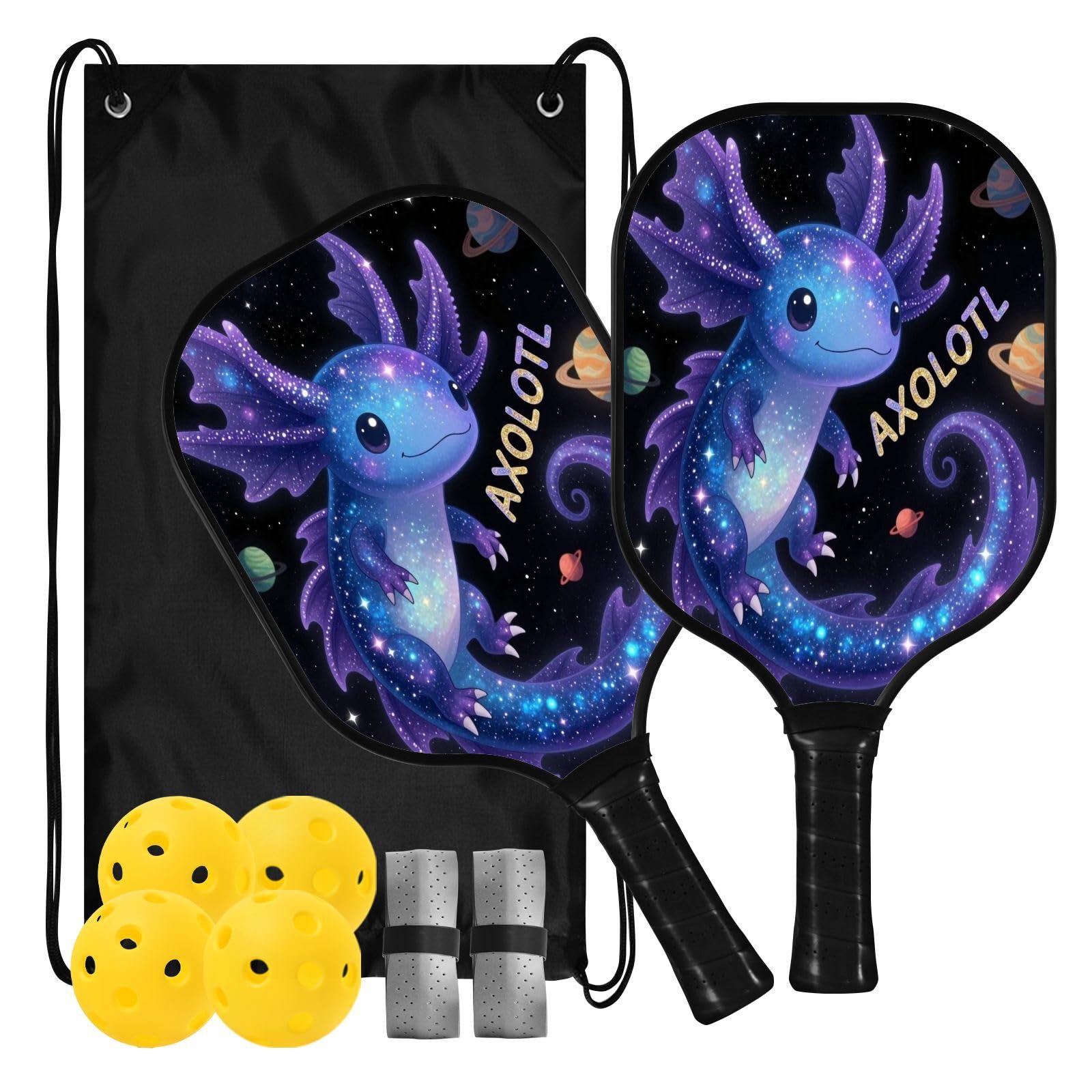 Galaxy Axolotl Goth fioletowy niebieski grafitowe wiosło Pickleball