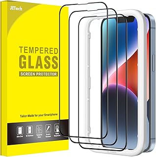 JETech Full Coverage Screen Protector for iPhone 14 6.1-Inch, Black Edge Tempered Glass Film with Easy Installation Tool, Case-Friendly, HD Clear, 3-Pack