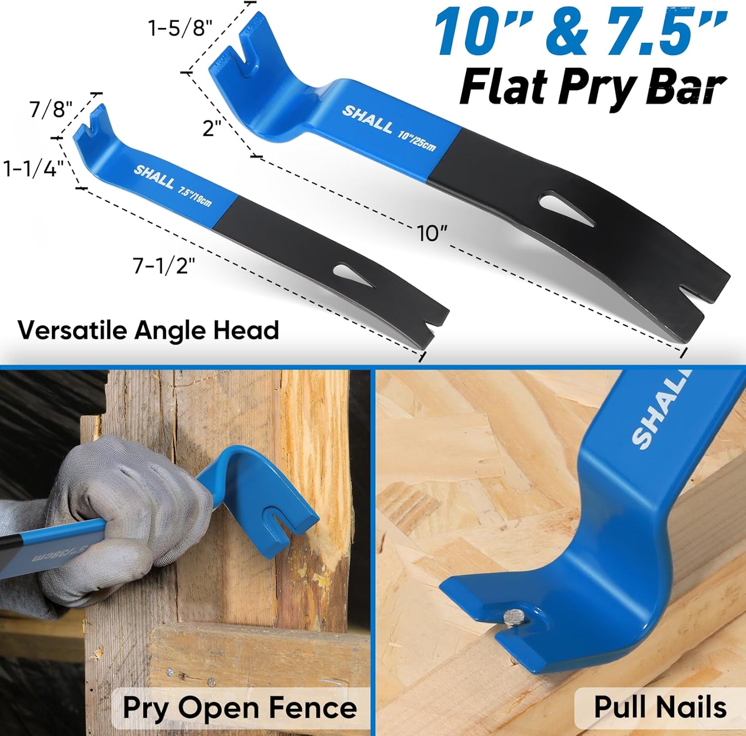 SHALL Nail Puller Tool & Pry Bar Set