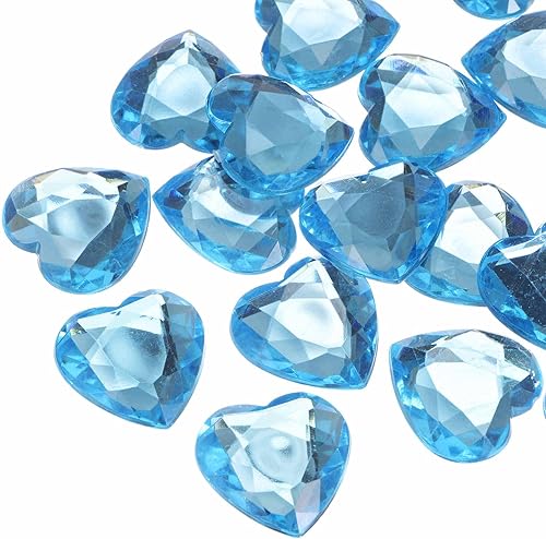 Miniatura 34 de MECCANIXITY 20 piezas de diamantes de imitación acrílicos de corazón de 0.98 pulgadas (0.984 in) con parte trasera plana, gemas de plástico
