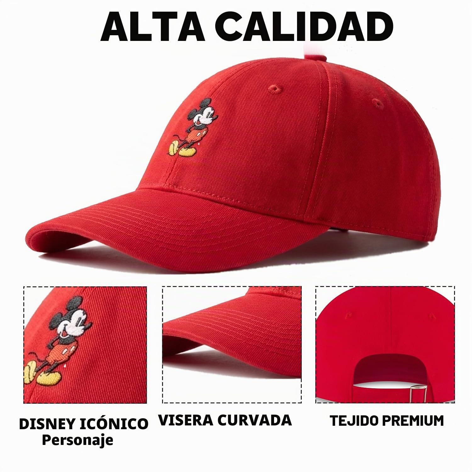 Disney Baseball Cap, Mickey Mouse Adjustable Hat For Adult - Gorra de béisbol Hombre