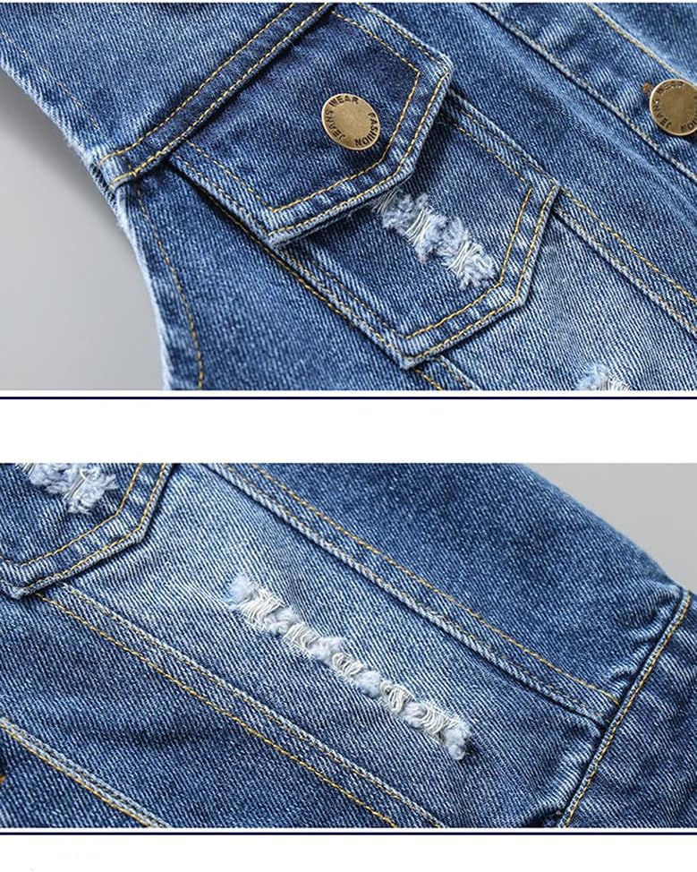 Unisex Baby Boys Girls Lapel Vest Children Short Section Sleeveless Denim Jacket For Little Boys Girls
