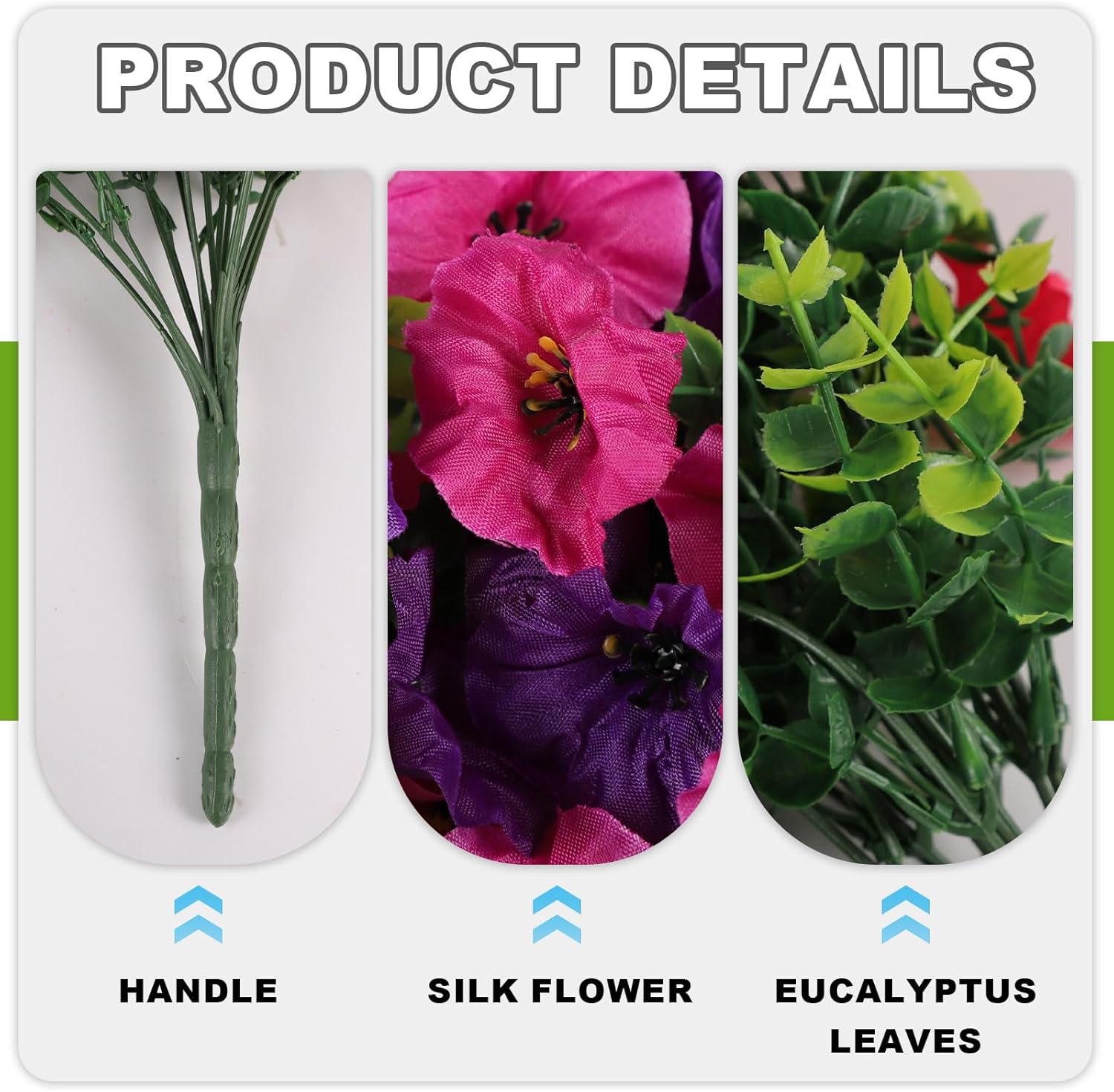 Fake Artificial Hanging Morning Glory Flowers for Outdoor Planters Porch Pation Decoration,2 Bundles UV Resistant Silk Faux Flowers with Realistic Eucalyptus Plants for Home Office Garden Decor
