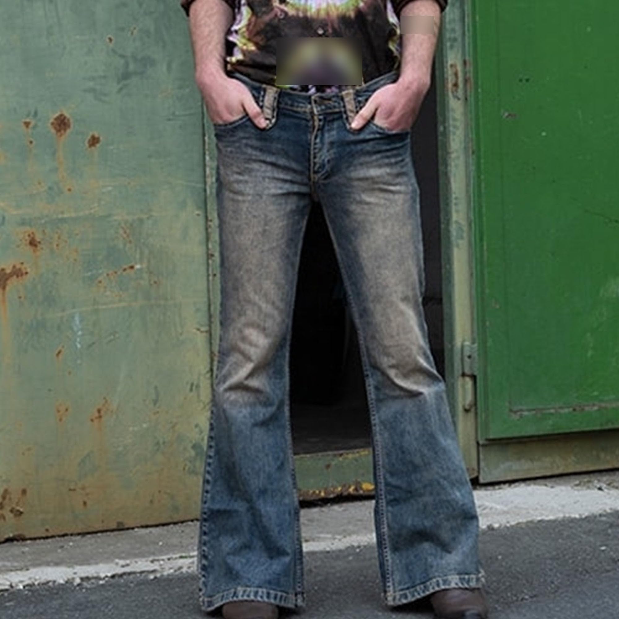Mens Vintage Leg Disco Jeans Vintage Bell Bottom Men Denim Pants Stretch Retro Bell Flared 70s Jean Pants product thumbnail 5