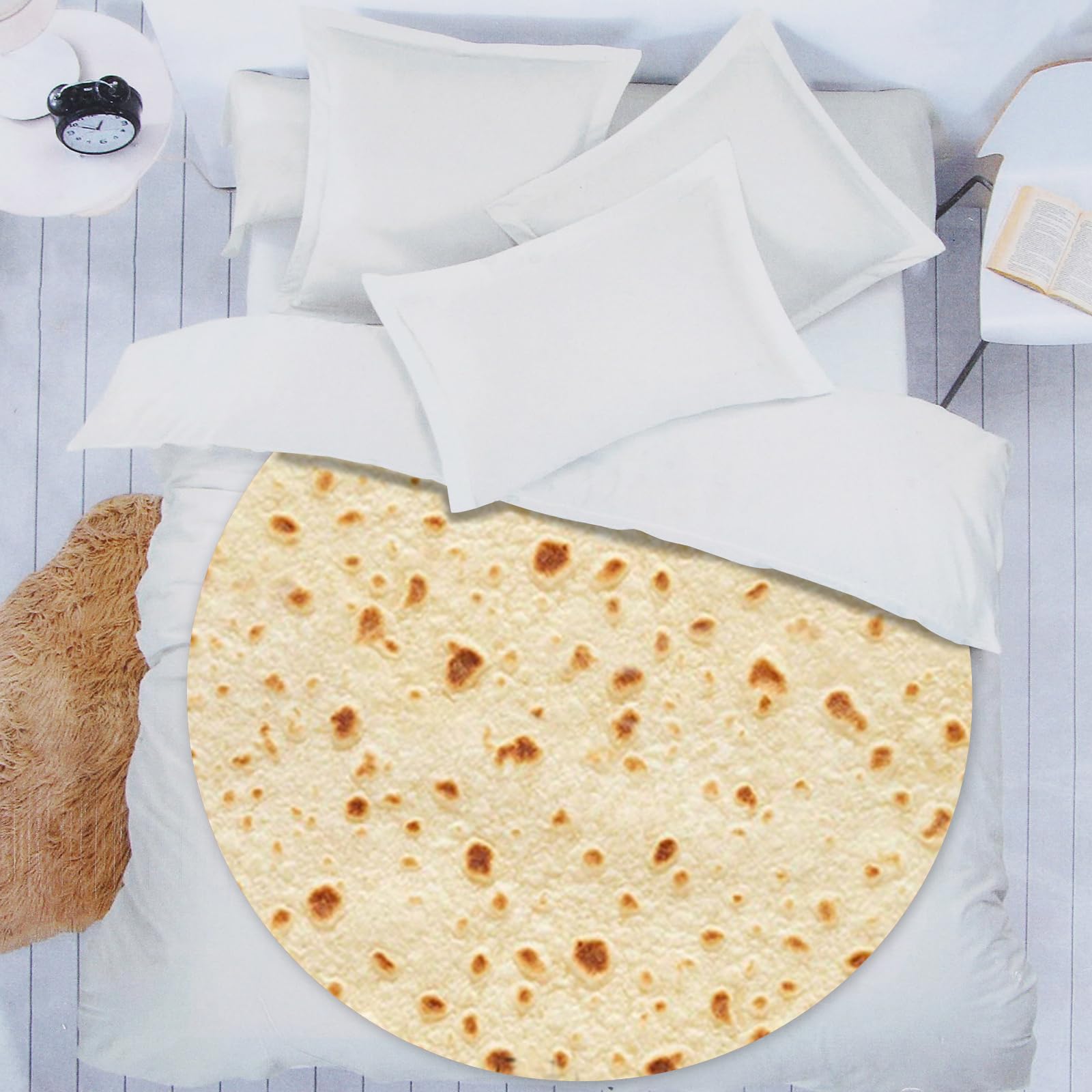 Aokizkdzsw Coperta rotonda a ciambella divertente personalizzata con nome e testo, coperta personalizzata per alimenti, coperta morbida personalizzata per adulti e bambini o adolescenti