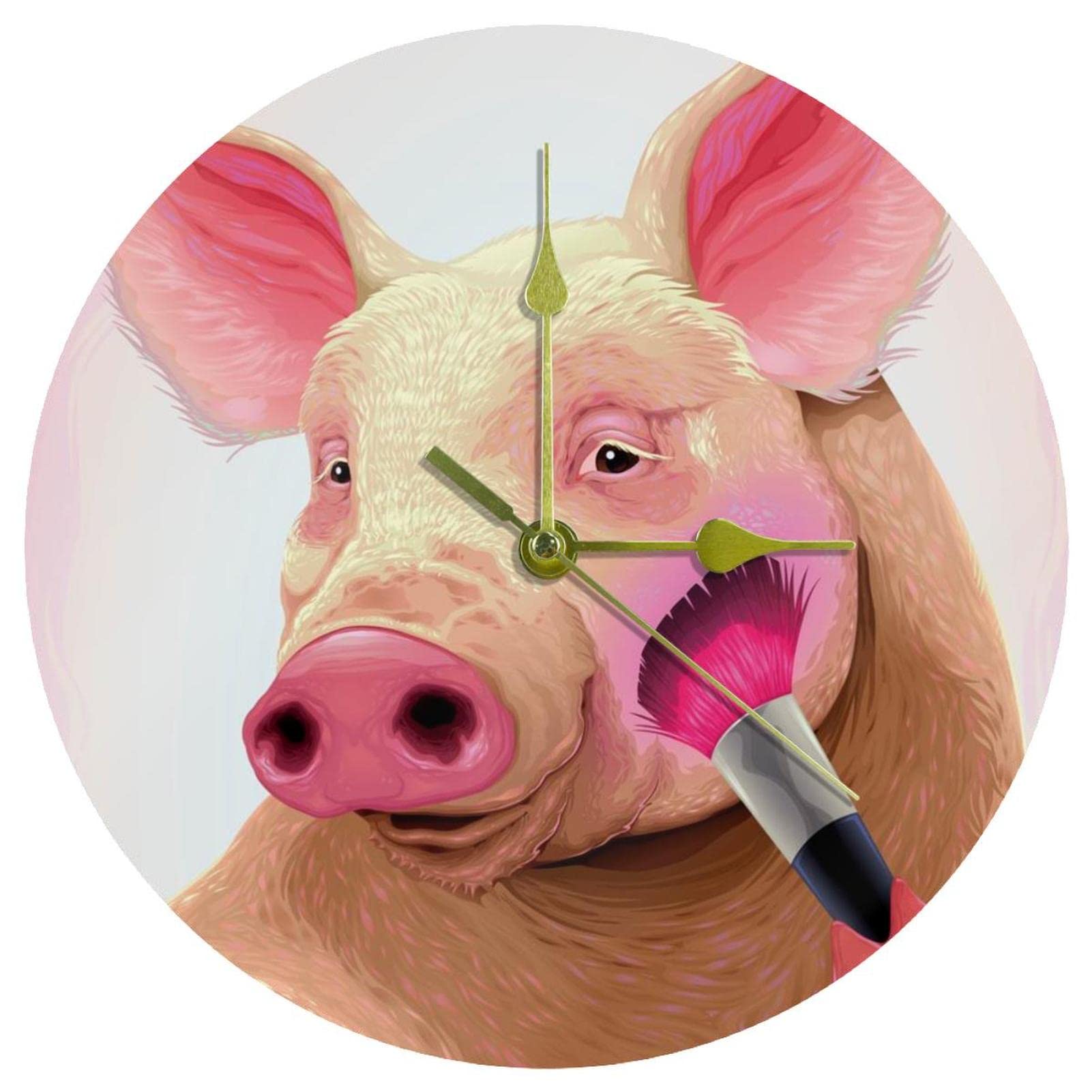 Horloge murale acrylique petit cochon 24 cm ronde et silencieuse