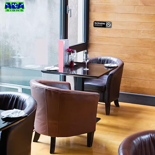 Miniatura 7 de Paquete de letrero de no fumar, no fumar, incluye vapeo y cigarrillos electrónicos, acrílico negro, texto blanco, 9 x 3 pulgadas, juego de 3